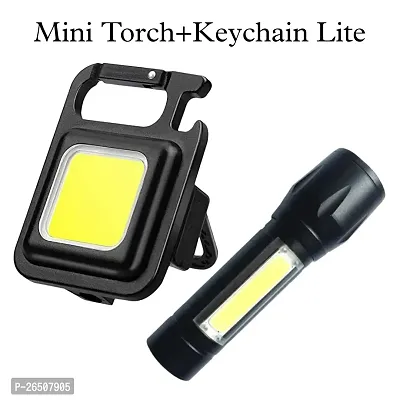 Mini Rechargeable Pocket Torch Light Mini Torch Light with Keychain (Combo of 2)-thumb0