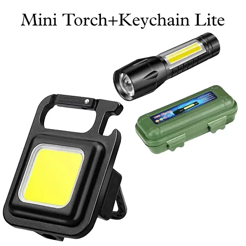 Rechargeable Flashlight Mini Portable Multifunctional Light Mini Torch With Keychain Light (Combo of 2)