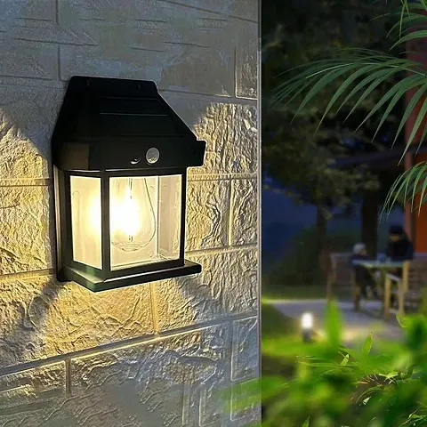 Solar Wall Lights Outdoor, Wireless Dusk to Dawn Porch Lights Fixture Solar Wall Lantern with 3 Modes  Motion Sensor, Waterproof Exterior Lighting for Office Home Garden Balcony