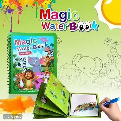 THE Reusable Magic Water Quick Book Water Coloring Book Doodle with Magic Pen Painting Board for Kids, Children Education Drawing Pad (Pack of 2)-thumb0