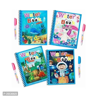 THE Reusable Magic Water Quick Book Water Coloring Book Doodle with Magic Pen Painting Board for Kids, Children Education Drawing Pad (Pack of 4)-thumb0