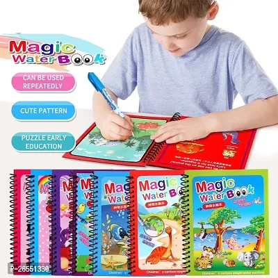 Kids Magic Water Coloring Books Unlimited Fun with Drawing Reusable Water-Reveal Activity Pad, Chunky-Size Water Pen for Kids - Random Design [1 Books|1 pens]-thumb4