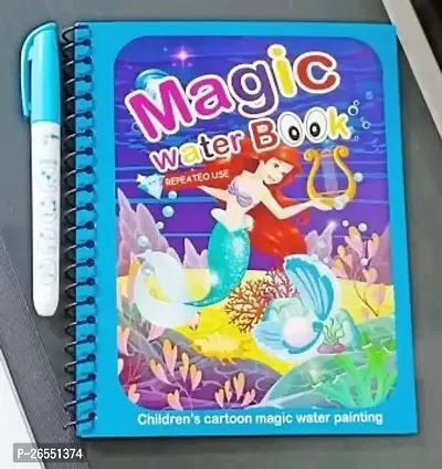 Reusable Magic Water Quick Dry Book Water Coloring Book Doodle with Magic Pen Painting Board for Kids (Pack of 1)-thumb0