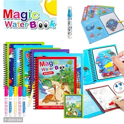 MAGIC WATER BOOK FOR KIDS Reusable Magic Coloring Water Book Doodle with Magic Pen Painting Board for Children Education Drawing Pad(Pack Of 6)