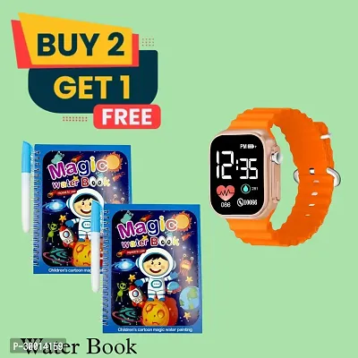 Water Coloring Book for Kids And Digital LED Smart Watch Combo-thumb0