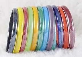 Elegant Glass Multicolor Plain Bangles For Women-thumb3