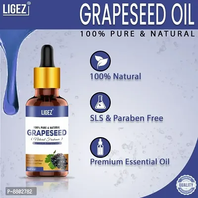 Ligez Grapeseed Oil Cold Pressed For Skin, Hair Nail Care 10 ml- (Pack of 2)-thumb3