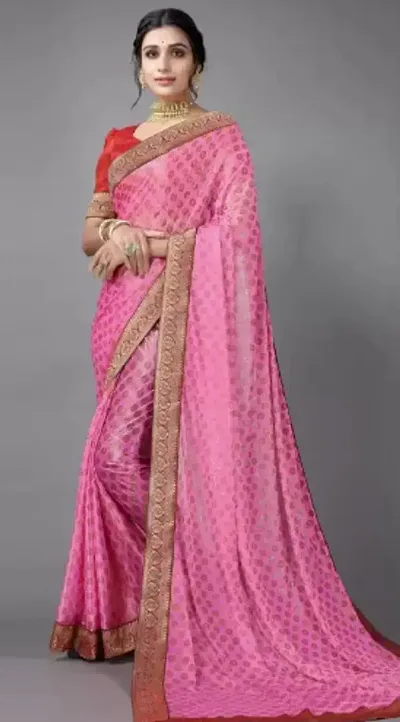 Stylish Blend Self Pattern Saree with Blouse piece