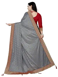 Stylish Cotton Blend Grey Self Pattern Saree with Blouse piece-thumb1