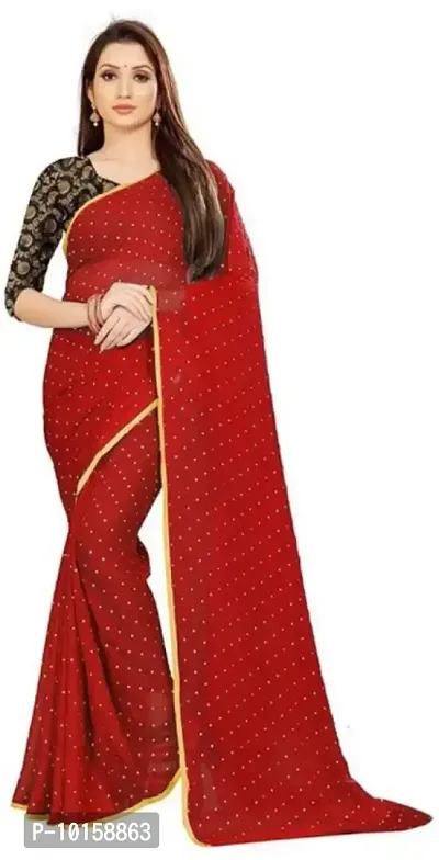 Attractive Chiffon Foil Print Saree with Blouse piece-thumb0