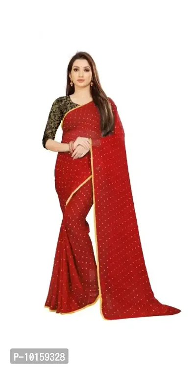 Attractive Chiffon Foil Print Saree with Blouse piece-thumb0