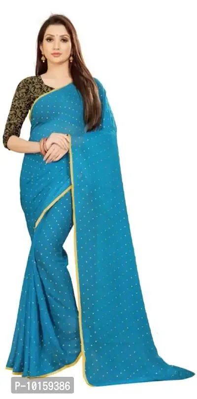 Attractive Chiffon Foil Print Saree with Blouse piece