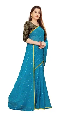 Attractive Chiffon Foil Print Saree with Blouse piece-thumb3