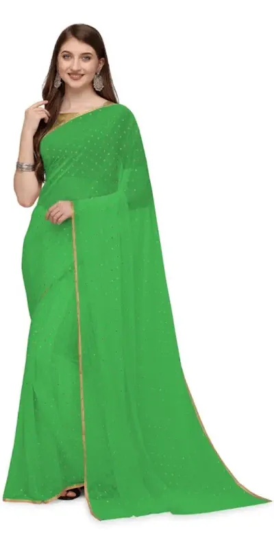 Women Stylish Chiffon Self Pattern Saree with Blouse piece