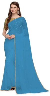 Attractive Chiffon Foil Print Saree with Blouse piece-thumb2