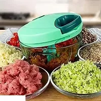 450ML GREEN Standard Handy Pro Compact Chopper Cutter Mixer (450 ml) with Stainless Steel Blades and Whisker Blade for effortlessly Chopping Vegetables Fruits for Your Kitchen Manual Choppers  Chippe-thumb2