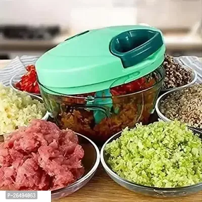 450ML GREEN Standard Handy Pro Compact Chopper Cutter Mixer (450 ml) with Stainless Steel Blades and Whisker Blade for effortlessly Chopping Vegetables Fruits for Your Kitchen Manual Choppers  Chippe-thumb3