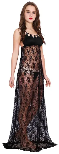 Women Padded Sheer Net BabyDoll Set-thumb2