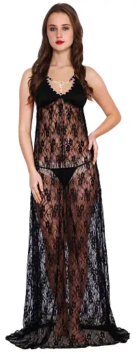 Women Padded Sheer Net BabyDoll Set