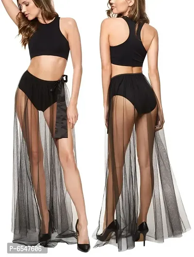 Stylish Net Self Design Women Sexy Babydoll Night Dress