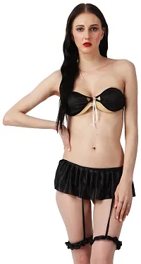 Satin Black Solid Sexy Satin Baby Doll For Women-thumb2