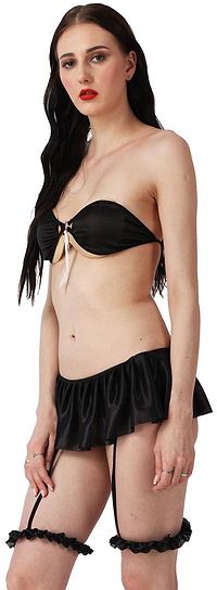 Satin Black Solid Sexy Satin Baby Doll For Women-thumb3