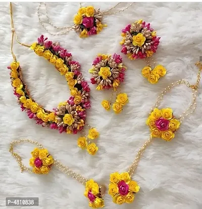 Fashionable Floral Yellow Jewellery set for haldi/Mehandi