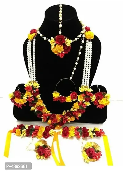 Fashionable Floral Yellow Jewellery set for haldi/Mehandi