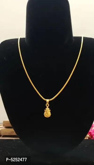 Chunky Fashionable Artificial Gold Plated Chain & Pendant-thumb0