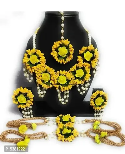 Fashionable Floral Jewellery set for haldi/Mehandi best for wedding-thumb0