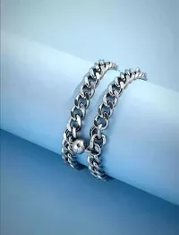Modern Silver Couple Bracelet-thumb3