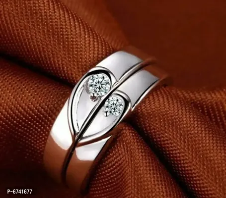 Adorable Silver Couple Rings With Box-thumb0