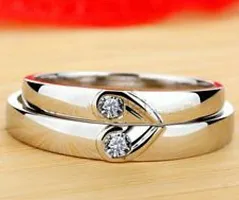 Adorable Silver Couple Rings With Box-thumb2