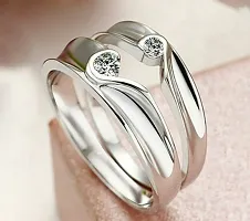 Adorable Silver Couple Rings With Box-thumb3