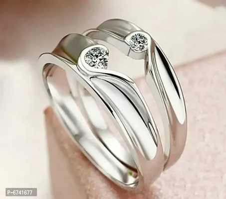 Adorable Silver Couple Rings With Box-thumb4
