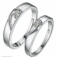 Adorable Silver Couple Rings With Box-thumb4