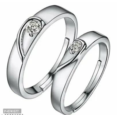 Adorable Silver Couple Rings With Box-thumb5