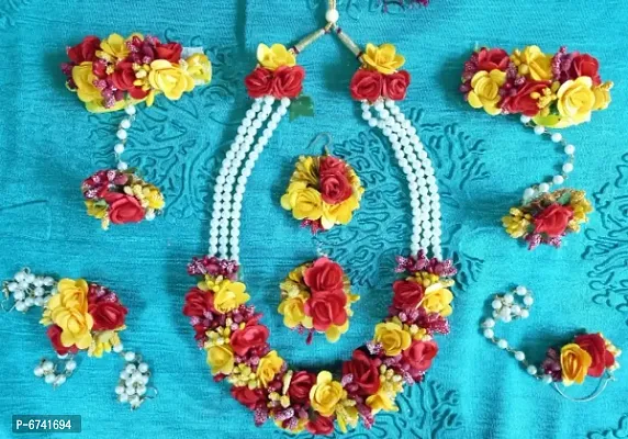 Fancy Fabric Jewellery Set for Haldi and Mehendi