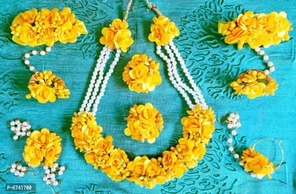 Fancy Fabric Jewellery Set for Haldi and Mehendi