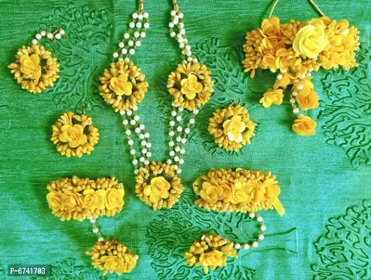 Fancy Fabric Jewellery Set for Haldi and Mehendi