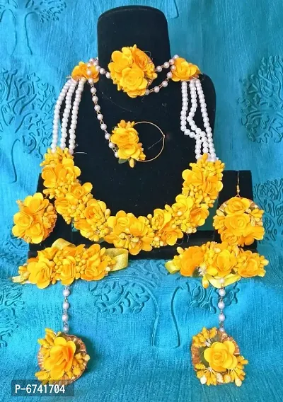 Fancy Fabric Jewellery Set for Haldi and Mehendi