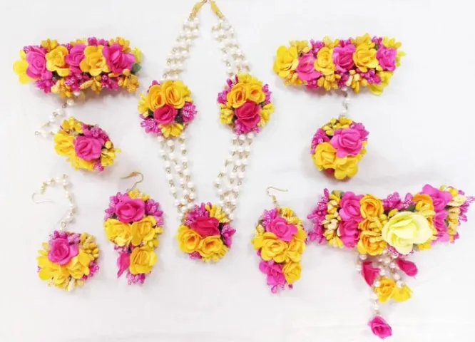 Modern Fabric Bridal Jewellery set For Haldi Mehendi