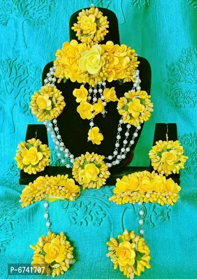 Fancy Fabric Jewellery Set for Haldi and Mehendi