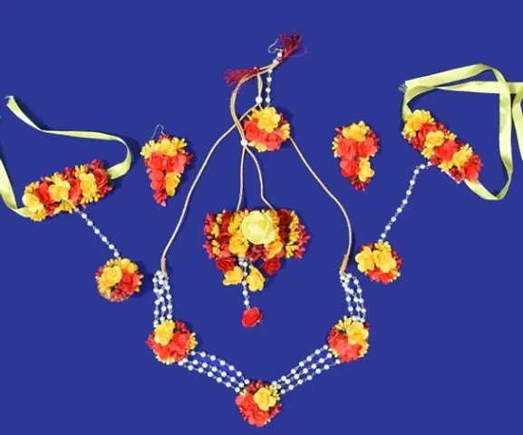 Alluring Fabric Bridal Jewellery set For Haldi Mehendi