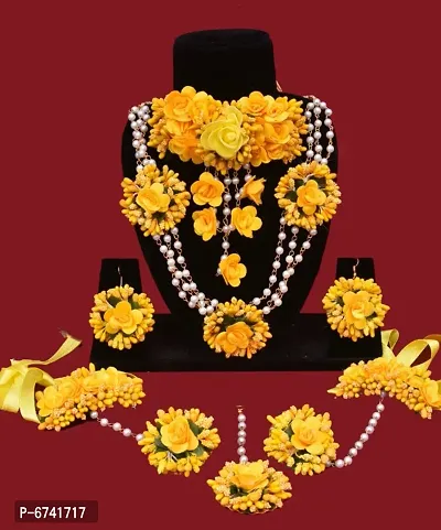 Fancy Fabric Jewellery Set For Haldi Mehendi-thumb0