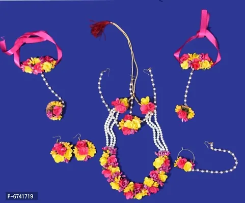 Fancy Fabric Jewellery Set For Haldi Mehendi