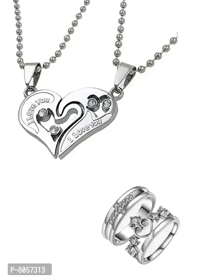 Stylish Fancy Alloy Necklace And Ring Combo For Couple-thumb0