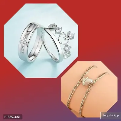 Stylish Couple Bracelet And Rings Combo