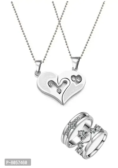 Stylish Fancy Alloy Necklace And Ring Combo For Couple