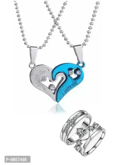 Stylish Fancy Alloy Necklace And Ring Combo For Couple